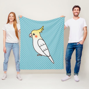 Süße Lutino-Nymphensittich-Cartoon-Vogel-Illustrat Fleecedecke