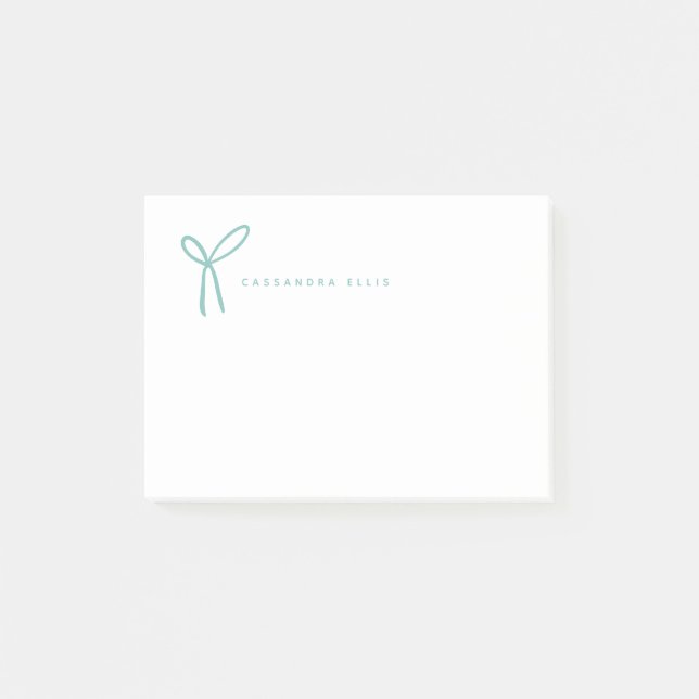 Süße Mädchen-Aqua-Schleifen-Schreibwaren  Post-it Klebezettel (Vorderseite)