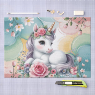 Süße Mädchen Baby Einhorn Decoupage  Seidenpapier