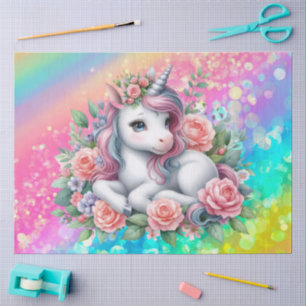 Süße Mädchen Baby Einhorn Dekupierschnitte  Seidenpapier