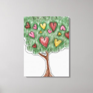 Süße Mädchen-Herz-Baum-Illustration Leinwanddruck