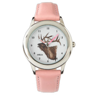Süße Mädchen Hirsch Wildtier Geweihe Waldland Armbanduhr