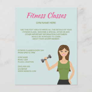 Süße Mädchen-Illustration Fitnesskurse Benutzerdef Flyer