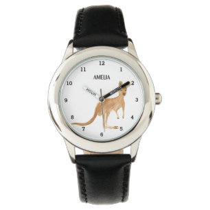 Süße Mädchen Känguru Tier Kinder Neugierig Glückli Armbanduhr