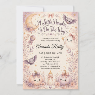 Süße Mädchen Kleiner Boo Halloween Baby Shower  Einladung