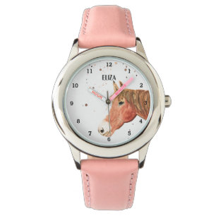 Süße Mädchen Pinkes Pferd Tier Kinder Pony Armbanduhr