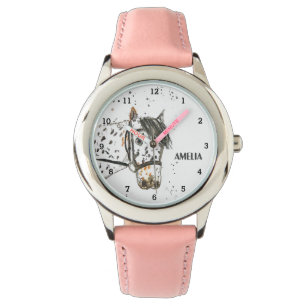Süße Mädchen Pinkes Pferd Tier Kinder Pony Armbanduhr