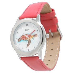 Süße Mädchen Rosa Meeresschildkröte Tier Kids  Armbanduhr
