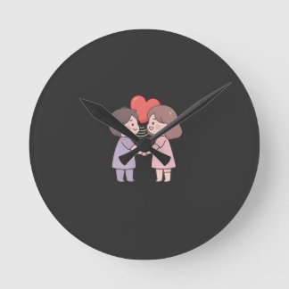 süße Mädchen Runde Wanduhr