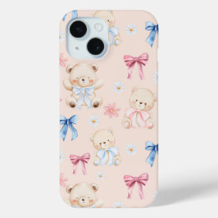 Süße Mädchen-Schleifen-Teddybären nahtloses Muster Case-Mate iPhone Hülle