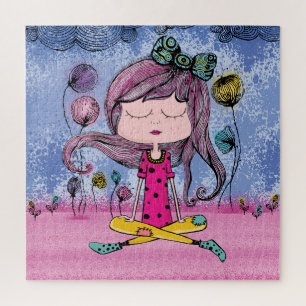 Süße Mädchen-Yoga-Illustration Jigsaw-Puzzle