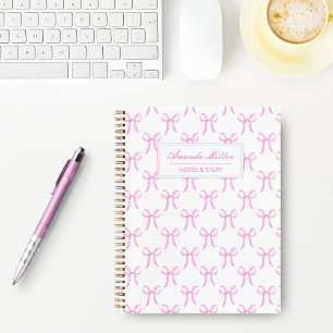 Süße Mädchenhaft Schöne Rosa Kokette Schleifen Mon Notizbuch