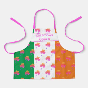 Süße, mädchenhafte irische Flagge Pink SHAMROCK Mä Schürze