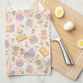 Süße Magiebücher Pastellrosa Geschirrtuch