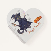 Süße magische Katzen-Halloween-Spiralnotizbuch