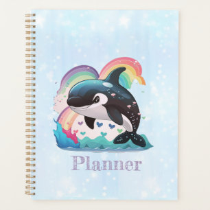 Süße magische Orca-Regenbogen-Ozean-Fantasy-Kunst Planer