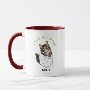 Süße Maine Coon-Katze in Tasche Name Tasse