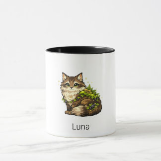 Süße Maine Coon Katze Individueller Name Zweifarbi Tasse