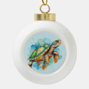 Süße Mal-Schildkröte Keramik Kugel-Ornament