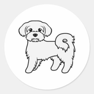 Süße malteser Cartoon-Hund-Illustration Runder Aufkleber