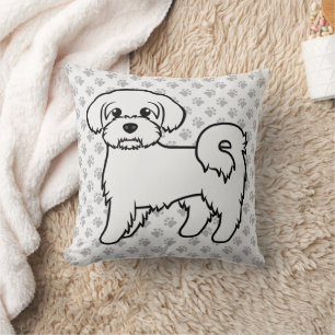 Süße malteser Cartoon-Hunde-Illustration & Pfoten Kissen