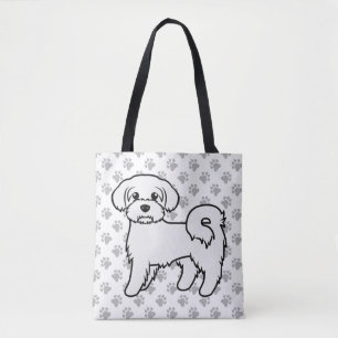 Süße malteser Cartoon-Hundezeichnung & Pfoten Tasche