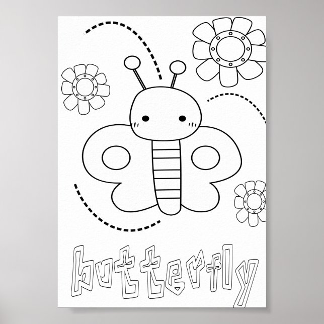 Süße Malvorlagen Schmetterlinge Poster (Vorne)