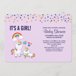 Süße Mama & Baby Einhorn Magische Babyparty Einladung