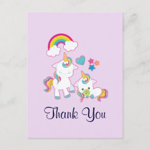 Süße Mama & Baby Einhorn Magisches Dankeschön Postkarte