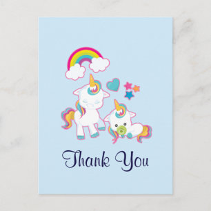 Süße Mama & Baby Einhorn Magisches Dankeschön Postkarte