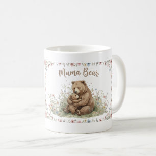 Süße Mama Bär und Baby Bär Floral Aquarell  Kaffeetasse