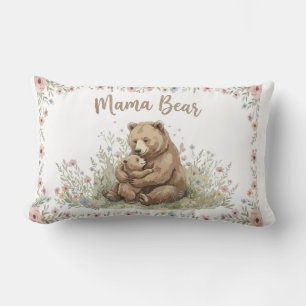 Süße Mama Bär und Baby Bär Floral Aquarell Lendenkissen