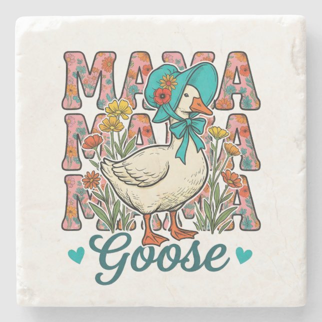 Süße Mama-Gans-Wortkunst  Steinuntersetzer (Vorderseite)
