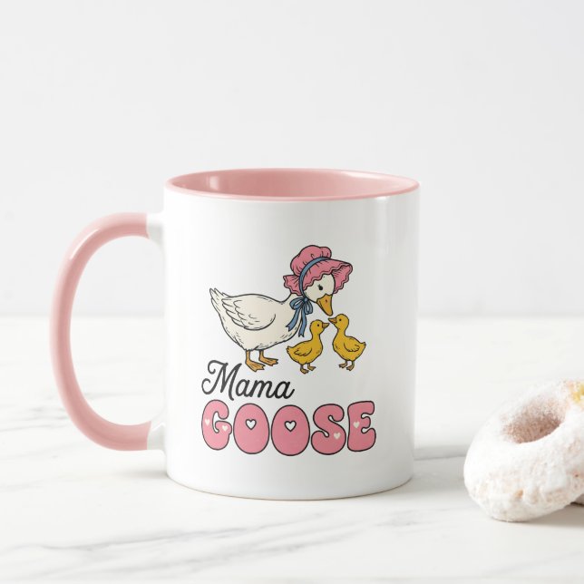 Süße Mama-Gans-Wortkunst  Tasse (Mit Donut)