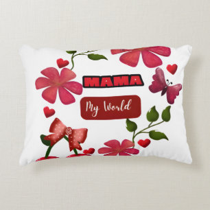 Süße Mama Meine Welt Florales Kirschen-Herzen-Desi Dekokissen