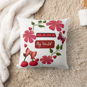 Süße Mama Meine Welt Florales Kirschen-Herzen-Desi Kissen