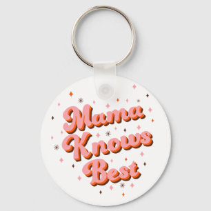 Süße Mama weiß am besten Pink Brown Retro-Lettern Schlüsselanhänger