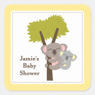 Süße-Mami-Koala-Bär-Baby-Party Quadratischer Aufkleber