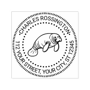 Süße Manatee-Seekuh #2 Runde Name Rücksendeadresse Permastempel