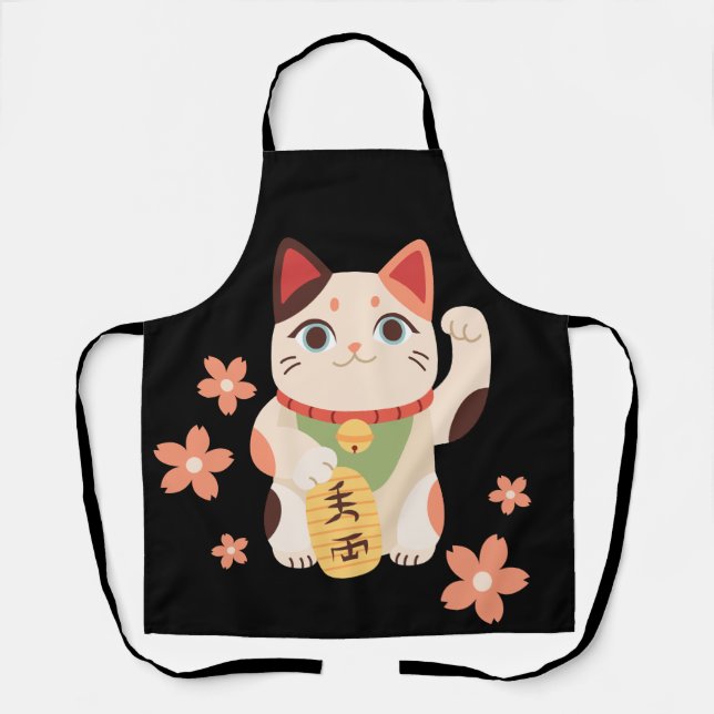 Süße Maneki Neko Glückskatze Schürze (Vorderseite)