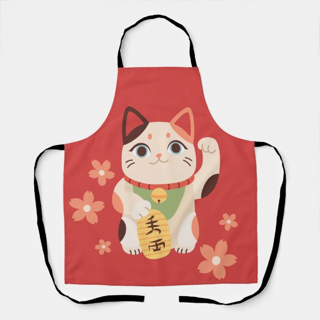 Süße Maneki Neko Glückskatze Schürze (Vorderseite)