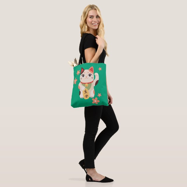 Süße Maneki Neko Glückskatze Tasche (Am Model)