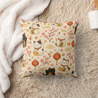 Süße Maneki Neko Japanische Glückskatze   Kissen