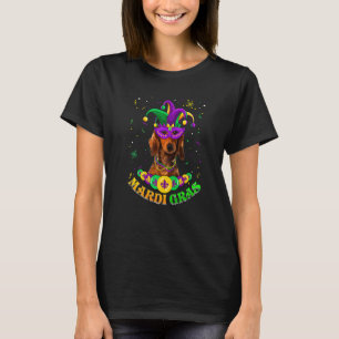 Süße Mardi Gras Dachshund Hund Papa Hund Mama Mask T-Shirt