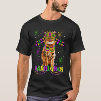 Süße Mardi Gras Katze Bengal Maske Perlen Festival T-Shirt