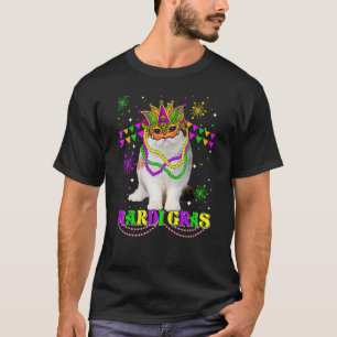 Süße Mardi-Gras-Katze Exotisch Kurzhaar Maske Perl T-Shirt