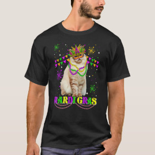 Süße Mardi Gras Katze Sibirische Masken Perlen Fes T-Shirt