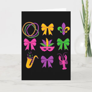 Süße Mardi Gras Koketten Bows  Karte
