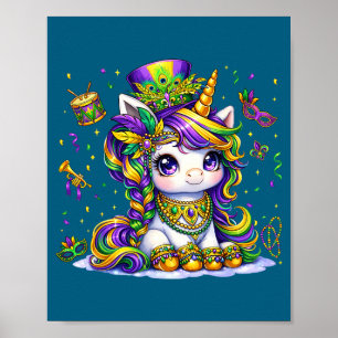 Süße Mardi-Gras-Prinzessin-Einhorn-Perle-Frauen-Mä Poster