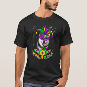 Süße Mardi Gras Siberian Husky Hund Papa Hund Mama T-Shirt